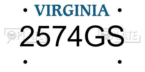 2574GS Virginia License Plate