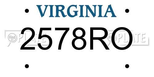 2578RO Virginia License Plate