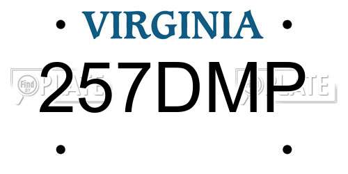 257DMP Virginia License Plate