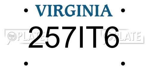 257IT6 Virginia License Plate