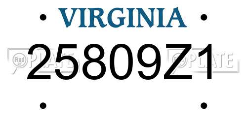 25809Z1 Virginia License Plate