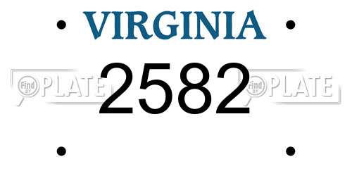 2582 Virginia License Plate