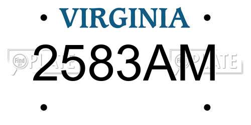 2583AM Virginia License Plate