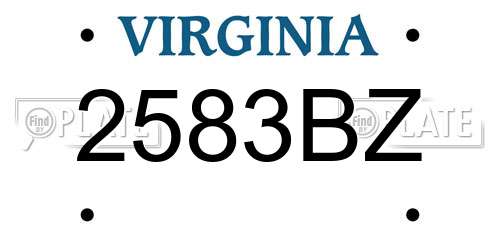 2583BZ Virginia License Plate