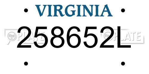 258652L Virginia License Plate