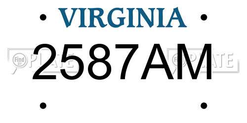 2587AM Virginia License Plate