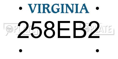 258EB2 Virginia License Plate