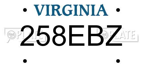 258EBZ Virginia License Plate