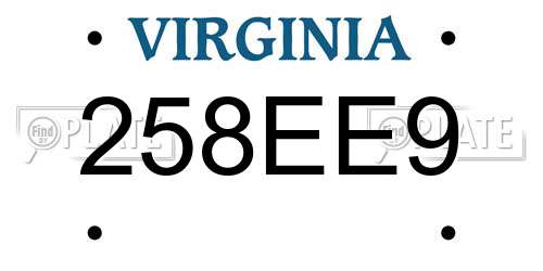 258EE9 Virginia License Plate