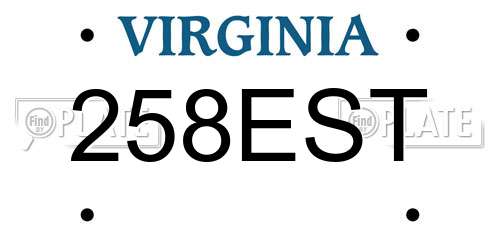 258EST Virginia License Plate