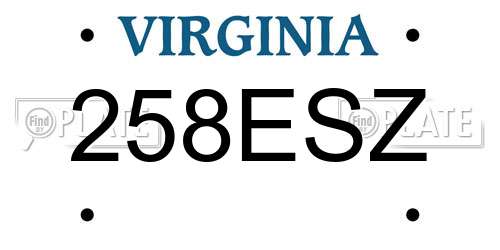 258ESZ Virginia License Plate