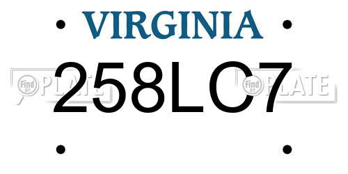 258LC7 Virginia License Plate