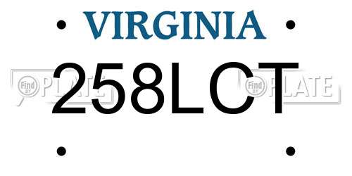 258LCT Virginia License Plate