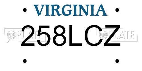 258LCZ Virginia License Plate