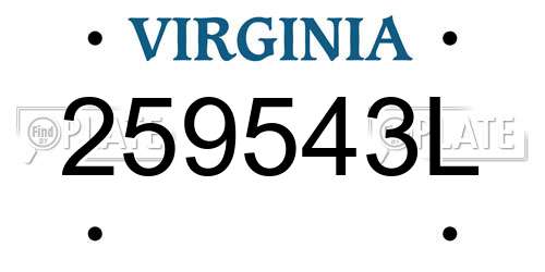 259543L Virginia License Plate