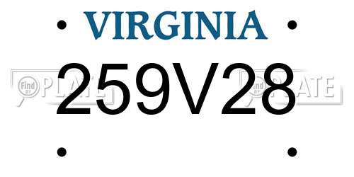 259V28 Virginia License Plate