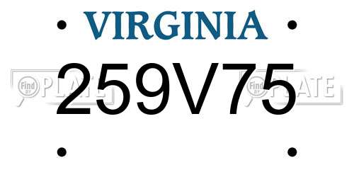 259V75 Virginia License Plate