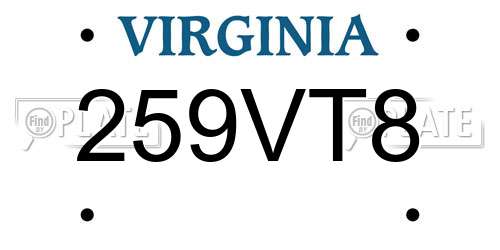 259VT8 Virginia License Plate