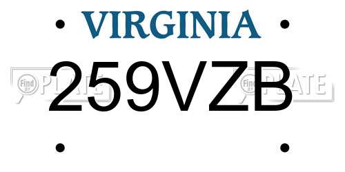 259VZB Virginia License Plate