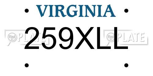 259XLL Virginia License Plate