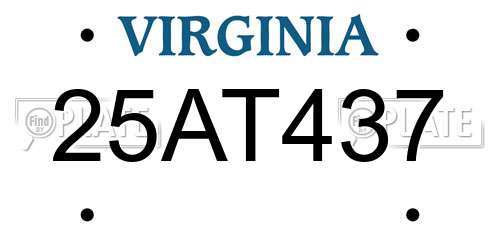 25AT437 Virginia License Plate