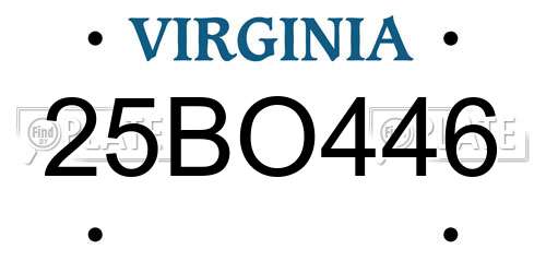 25BO446 Virginia License Plate