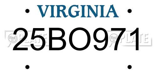 25BO971 Virginia License Plate