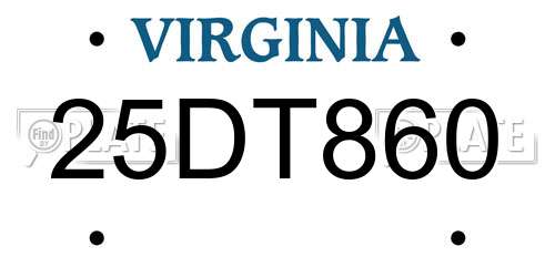 25DT860 Virginia License Plate