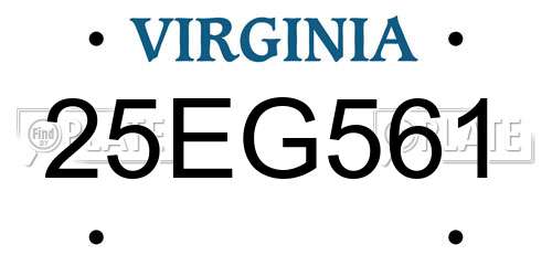 25EG561 Virginia License Plate