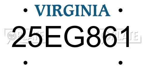 25EG861 Virginia License Plate