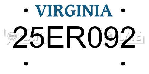 25ER092 Virginia License Plate