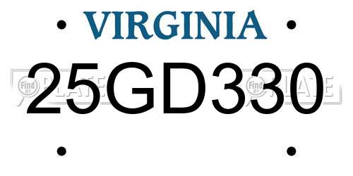 25GD330 Virginia License Plate