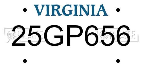 25GP656 Virginia License Plate