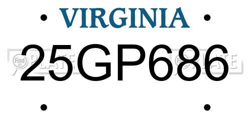25GP686 Virginia License Plate