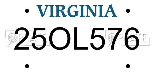 25OL576 Virginia License Plate