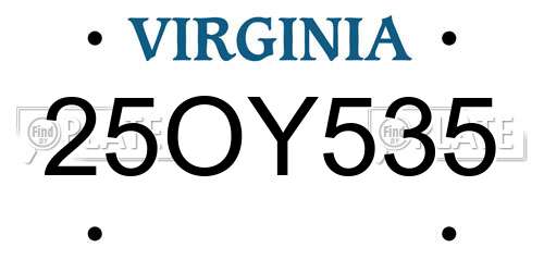 25OY535 Virginia License Plate