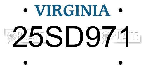 25SD971 Virginia License Plate