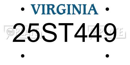 25ST449 Virginia License Plate