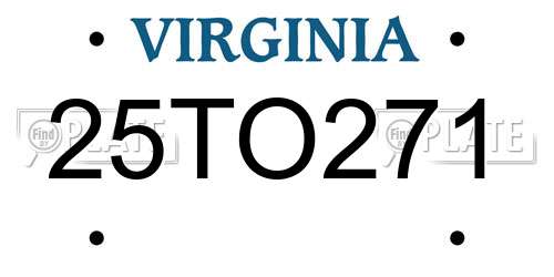 25TO271 Virginia License Plate