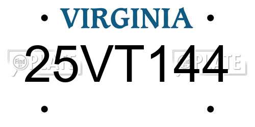 25VT144 Virginia License Plate