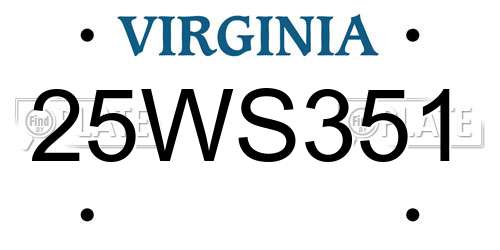 25WS351 Virginia License Plate