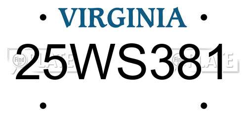 25WS381 Virginia License Plate
