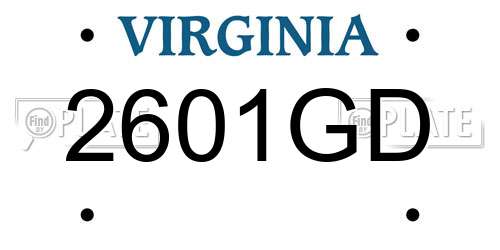 2601GD Virginia License Plate