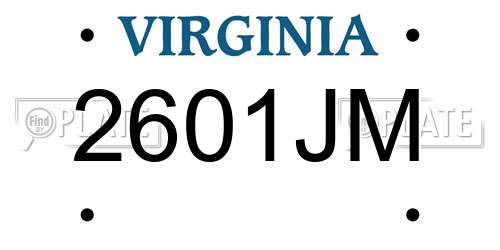 2601JM Virginia License Plate