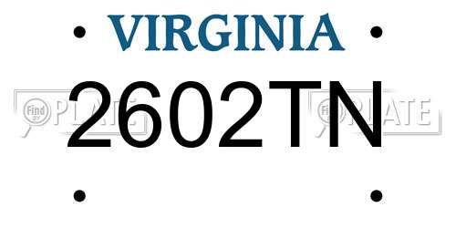 2602TN Virginia License Plate