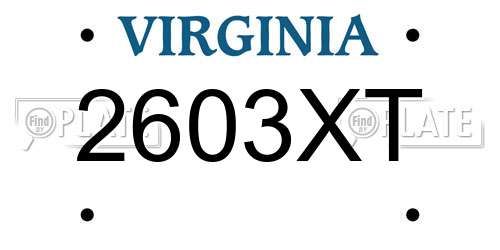 2603XT Virginia License Plate