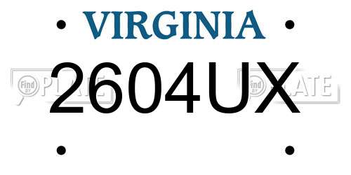 2604UX Virginia License Plate