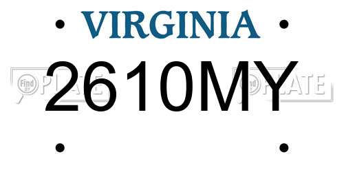 2610MY Virginia License Plate