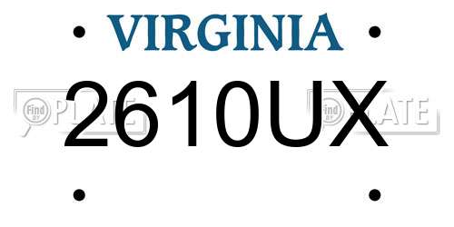2610UX Virginia License Plate