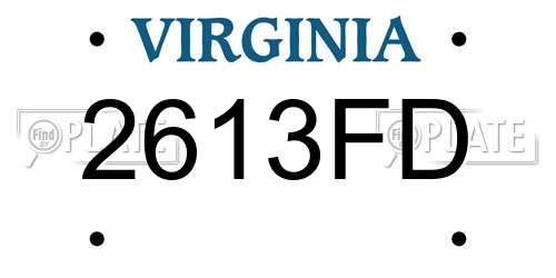 2613FD Virginia License Plate